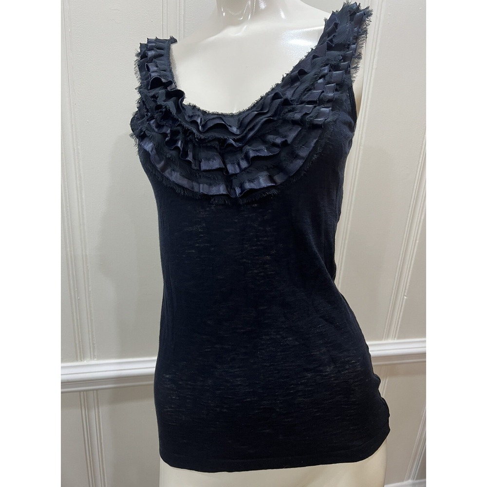 Sisley Navy Ruffle Tissue Tank Small